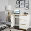 Psací stůl - 90x77x50 cm - bílý dub - se 3 zásuvkami - Náhled obrázku produktu 3