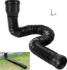 A black flexible drainpipe extension is shown against a white background, with a smaller inset image showing it installed in a garden. Produktbild-Vorschau