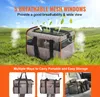 A pet carrier is shown in a grassy outdoor setting and in three different carrying configurations. Podgląd zdjęcia produktu