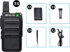 A collage of a black Retevis RT619 walkie-talkie and its accessories, including batteries, belt clips, lanyards, and USB charging cables. Produktbild-Vorschau