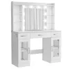 ZELURXX Biała toaletka 110×40×145 cm z lustrem LED 10 Podgląd zdjęcia produktu 1