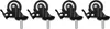 Four black casters with silver stems and white wheels are arranged in a row against a white background. Podgląd zdjęcia produktu
