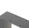A close-up view of a gray metal table leg with pre-drilled holes for mounting. Voir les images du produit