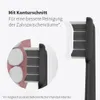 Close-up of toothbrush heads demonstrating their contour cut for cleaning interdental spaces. Produktbild-Vorschau