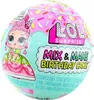 A round, spherical toy packaging with a cartoon character and text. Produktbild-Vorschau