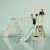 OutdoorToys Spielturm Kiruna aus Holz in Grün Trapezstange Produktbild-Vorschau 1