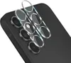 A close-up view of a smartphone's camera lenses with protective glass covers being applied. Produktbild-Vorschau