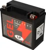 A black battery with a gray label, showing product details and branding. Produktbild-Vorschau
