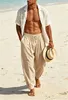 ASKSA - Pantalon ample pour hommes, en coton et lin, idéal Voir les images du produit 5