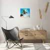 Wanduhr - Quadrat - Glasuhr - Strand Palme Meer - 30x30cm - Produktbild-Vorschau 6