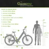 Diagram showing bicycle dimensions and human height comparisons. Produktbild-Vorschau