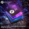 A stylized image of a processor chip with AI branding, set against a background of circuit board patterns and glowing lights. Voir les images du produit