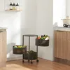 A kitchen scene with a rolling cart filled with fruits and vegetables. Náhľad obrázku produktu