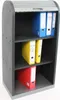 A storage cabinet with a roll-up door, filled with binders. Náhled obrázku produktu
