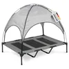 A gray elevated dog bed with a canopy, shown on a white background. Produktbild-Vorschau