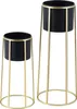 Two black and gold plant stands of different heights against a white background. Produktbild-Vorschau