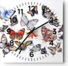 Wanduhr - Quadrat - Glasuhr - Schmetterlinge Illustration Produktbild-Vorschau 1