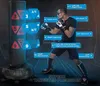 A man is demonstrating punches and kicks on a freestanding punching bag with illuminated target zones. Produktbild-Vorschau
