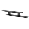 A black TV wall shelf with four storage compartments against a white background. Podgląd zdjęcia produktu