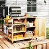 Grillwagen Holz 134,5x50x91,5cm Servierwagen mit Produktbild-Vorschau 5