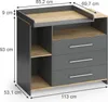 Vicco Wickelkommode Oskar, 113 x 93 cm mit 3 Schubladen, Produktbild-Vorschau 3