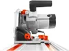 A close-up side view of a Holzmann TAS165PRO hand circular saw mounted on a track. Náhľad obrázku produktu