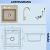 [Granitspüle 48x50 mit Armatur Gold Beige] Hochwertig Produktbild-Vorschau 2
