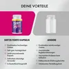 A marketing image comparing "SIRT2S FORTE KAPSELN" with "ANDERE" products, highlighting benefits of the former. Produktbild-Vorschau