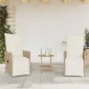 vidaXL 3-dielna bistro súprava s vankúšmi Béžový polyratan Náhľad obrázku produktu 2