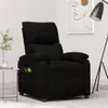 A black fabric massage chair is shown in a room with a floor lamp and a piece of art on the wall. Náhľad obrázku produktu