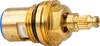 A close-up studio shot of a brass valve cartridge with a blue cap and black O-rings. Produktbild-Vorschau