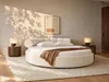 Bett rund - 220 x 220 cm - Bouclé-Stoff - Weiß - ROGILA Produktbild-Vorschau 2