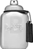 A silver perfume bottle with a black tag and chain. Podgląd zdjęcia produktu