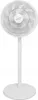 A white stand fan is shown against a white background. Voir les images du produit