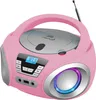 A pink Cyberlux CD player with a digital display and LED lighting. Voir les images du produit