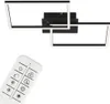 A modern LED ceiling light with two rectangular frames and a remote control. Produktbild-Vorschau