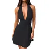 Damen Neckholder Minikleid mit V-Ausschnitt und Produktbild-Vorschau 1