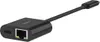 A black USB-C to Ethernet adapter with a cable and USB-C connector. Produktbild-Vorschau
