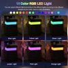 Collage of images showing a nightstand with different colored LED lights. Produktbild-Vorschau