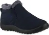 A single dark blue winter boot with gray fur lining is shown against a white background. Produktbild-Vorschau