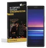 A product box for a screen protector and a smartphone with a screen protector applied. Produktbild-Vorschau