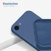 A close-up view of a blue silicone phone case, showing its texture and the interior lining. Produktbild-Vorschau
