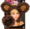 A woman wearing a teddy bear costume accessory, which includes a hood with bear ears and a pom-pom tail. Produktbild-Vorschau