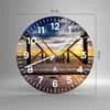 Wanduhr - Rund - Glasuhr - Strand Ozean Sand Holzbrücke Produktbild-Vorschau 3