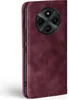 A close-up, side view of a burgundy flip phone case for a Xiaomi Redmi 14C, showing the camera module cutout. Produktbild-Vorschau