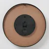The back of a round wall clock is shown against a white background. The clock has a black frame and a brown backing. A black circular mechanism with the clock's movement is attached to the center of the backing. Anteprima dell’immagine prodotto
