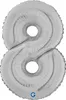 Riesenzahl Folienballon 26"/66cm | Silber Zahl: 8 Produktbild-Vorschau 1