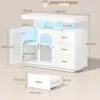 HOMCOM: Credenza alta lucida con illuminazione a LED, prese Anteprima dell’immagine prodotto 3