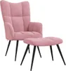 vidaXL Relaxačné kreslo s taburetkou Pink Velvet Náhľad obrázku produktu 4