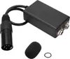 A black aviation headset adapter with a GA dual plug on one end and a 5-pin XLR connector on the other, along with a small foam windscreen and a rubber ring. Voir les images du produit